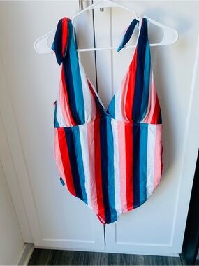 Womens one piece beach collections XL striped swimsuit new with tag